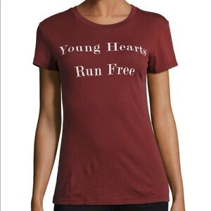 Wildfox Young Hearts Run Free Burgundy Short Sleeve Tee